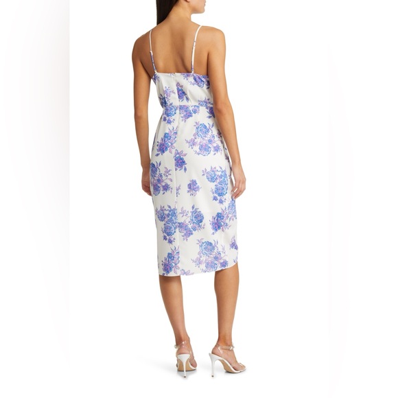 Chelsea 28 Sleeveless Faux Wrap Dress in Ivory Garden - Picture 4 of 14